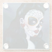 Maria Sugar Skull Red Roses Glazen Onderzetter (Achterkant)