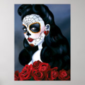 Maria Sugar Skull Red Roses Poster (Voorkant)