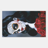 Maria Sugar Skull Red Roses Rechthoekige Sticker (Voorkant)