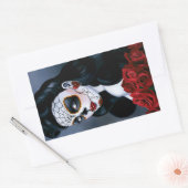 Maria Sugar Skull Red Roses Rechthoekige Sticker (Envelop)