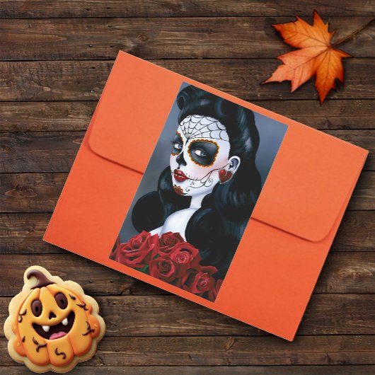 Maria Sugar Skull Red Roses Rechthoekige Sticker