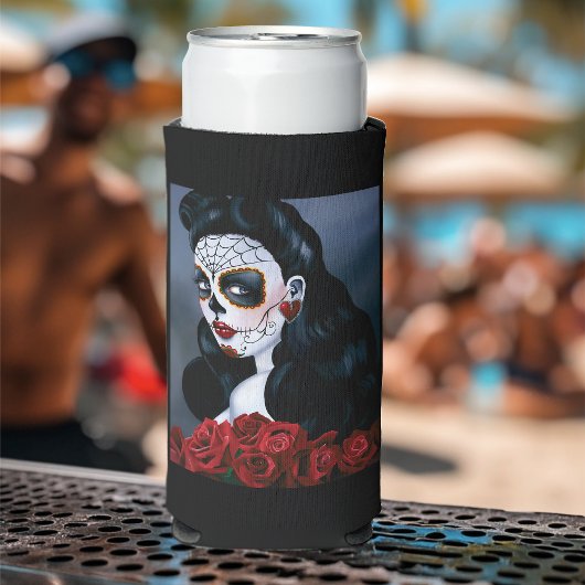 Maria Sugar Skull Red Roses Seltzer Blikjeskoeler