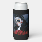 Maria Sugar Skull Red Roses Seltzer Blikjeskoeler (Seltzer Voorkant)