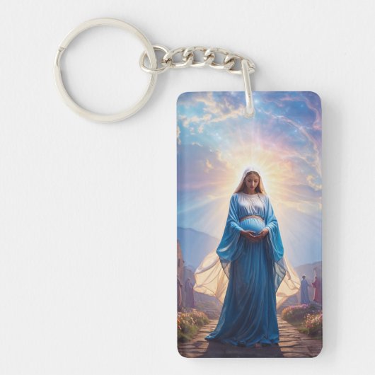 Maria van Nazareth Wandelt Alleen – Christelijke K Sleutelhanger (Voorkant)