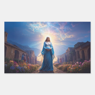 Maria van Nazareth Wandelt Alleen Rechthoekige Sticker