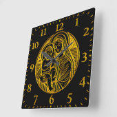 Maria wiegt het Baby Jesus Gold Vierkante Klok (Hoek)