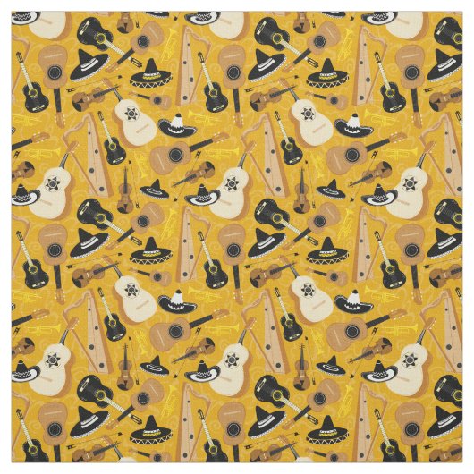 Mariachi Band Instrument Patroon Stof (Swatch)