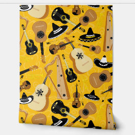 Mariachi Band Instrumenten Kleurrijke Muziek Behang