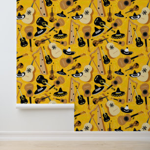 Mariachi Band Instrumenten Kleurrijke Muziek Behang