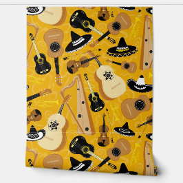 Mariachi Band Instrumenten Patroon Fun Muziek Behang