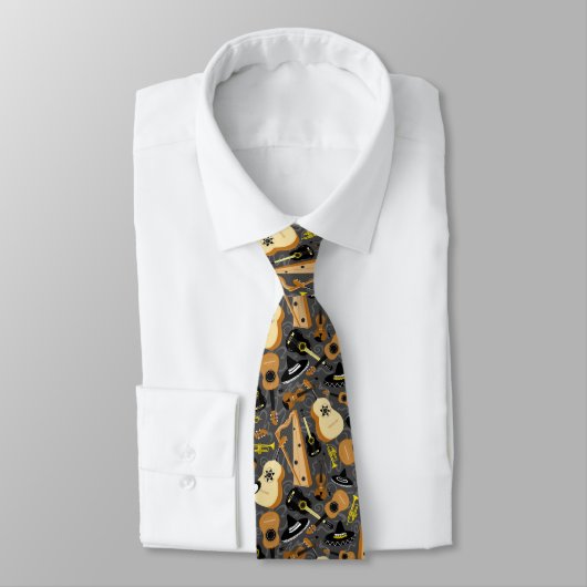 Mariachi Band Instruments Grijs Stropdas (Gebonden)