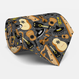 Mariachi Band Instruments Grijs Stropdas