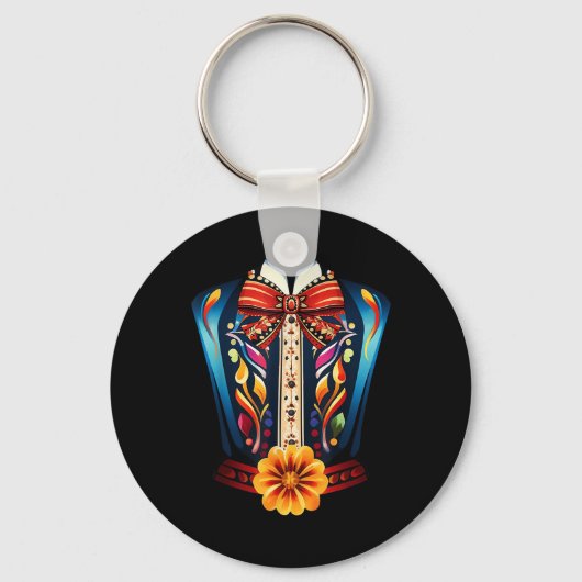 Mariachi Charro Mexican Costume for Cinco de Mayo Sleutelhanger (Voorkant)