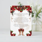 Mariachi Charro Red Rose Quinceanera Info Informatiekaartje (Staand voorkant)