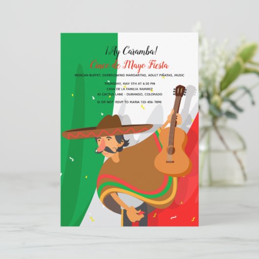 Mariachi Cinco de Mayo uitnodiging (Staand voorkant)