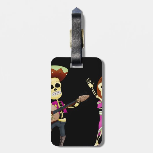 Mariachi Dancing Couple Day of the Dead Bagagelabel (Achterkant verticaal)