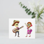 Mariachi Dansdag van het dode paar Briefkaart (Staand voorkant)