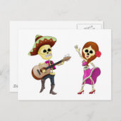 Mariachi Dansdag van het dode paar Briefkaart (Voorkant / Achterkant)