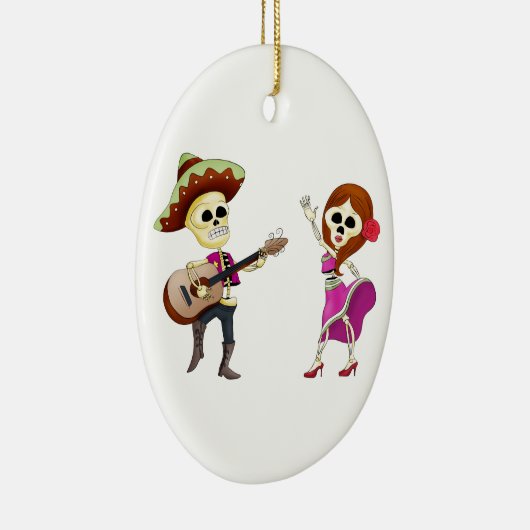 Mariachi Dansende Dag van het Dode Paar Keramisch Ornament (Rechts)