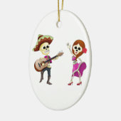 Mariachi Dansende Dag van het Dode Paar Keramisch Ornament (Links)