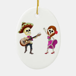 Mariachi Dansende Dag van het Dode Paar Keramisch Ornament