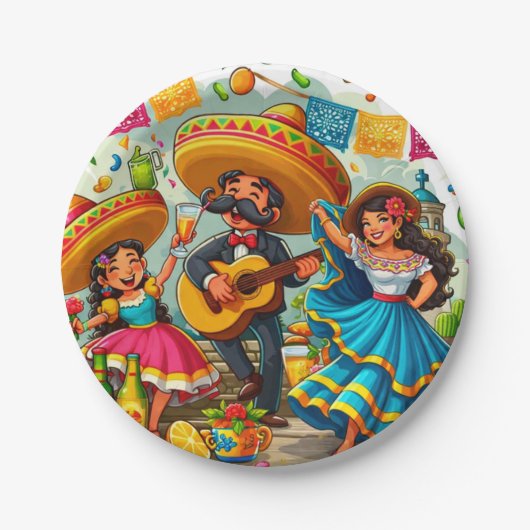 Mariachi-feest  papieren bordje (Voorkant)