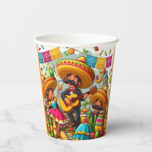 Mariachi Fiesta Papieren Bekers (Achterkant)