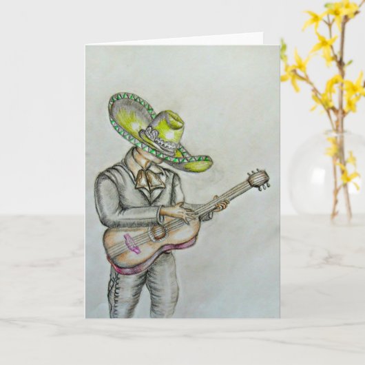 Mariachi met gitaar kaart (Gele Bloem)