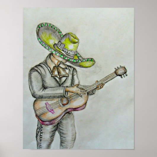Mariachi met gitaar poster (Voorkant)