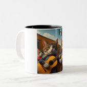 Mariachi Mexicats: een twee-tonige keramische Mok (Voorkant links)