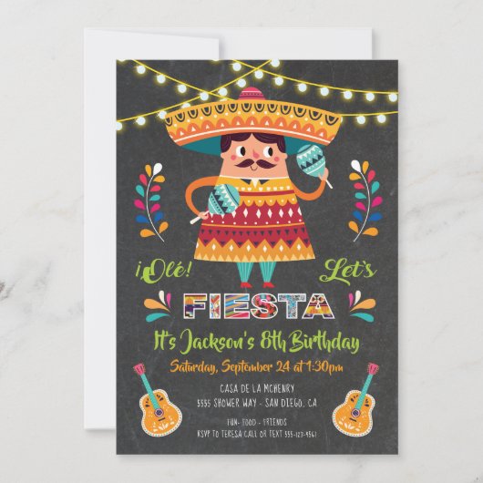 Mariachi Mexiccian Fiesta Birthday Party nodigt ui Kaart (Voorkant)