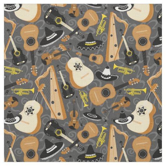 Mariachi Orkest Instrumenten Patroon Stof (Close Up)