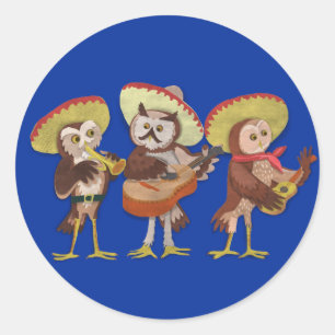 Mariachi Owl band Ronde Sticker