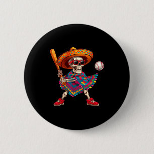 Mariachi skelet honkbal cinco de mayo Mexicaans Ronde Button 5,7 Cm