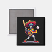 Mariachi Skeleton Baseball Cinco de Mayo Mexican S Magneet (Voorkant / Achterkant)