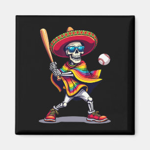 Mariachi Skeleton Baseball Cinco de Mayo Mexican S Magneet