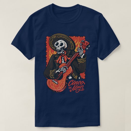 Mariachi Skeleton Plays Guitar Cinco de Mayo T-shirt (Design voorkant)
