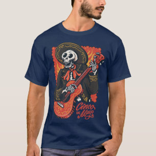 Mariachi Skeleton Plays Guitar Cinco de Mayo T-shirt