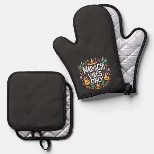 Mariachi vibes enige Mexico saxofoon muziekliefheb Ovenwant & Pannenlap Set (Voorkant / Achterkant)