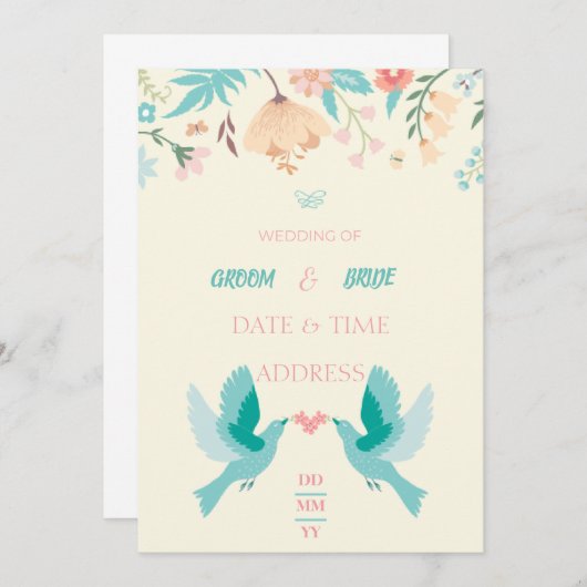 Mariage-uitnodiging Kaart (Voorkant / Achterkant)