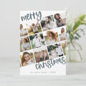 MARIAH Blue Fun Family Multi Foto Kerstmis Feestdagenkaart (Staand voorkant)