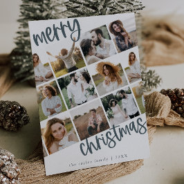 MARIAH Blue Fun Family Multi Foto Kerstmis Feestdagenkaart