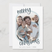 MARIAH Blue Retro Familie Leuke Kerstfoto Feestdagenkaart (Voorkant)