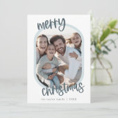 MARIAH Blue Retro Familie Leuke Kerstfoto Feestdagenkaart (Staand voorkant)