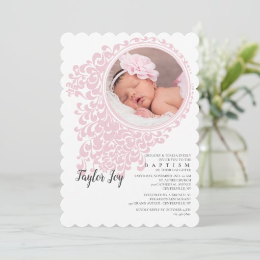 Mariah doopsel foto uitnodiging (Staand voorkant)