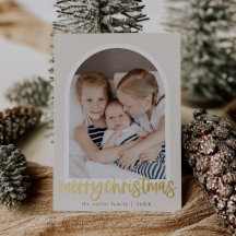 MARIAH Gold Foil Arch Familie Foto Vrolijk Kerstfe