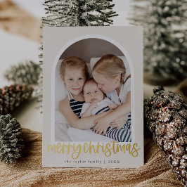 MARIAH Gold Foil Arch Familie Foto Vrolijk Kerstfe Folie Feestdagenkaart