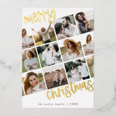 MARIAH Gold Folie Fun Multi Foto Kerst Feestdagenkaart (Voorkant)