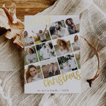 MARIAH Gold Folie Fun Multi Foto Kerst Folie Feestdagenkaart<br><div class="desc">MARIAH Gold Foil Fun Multi Photo Christmas Folie Holiday Kaart. Personaliseer de voorkant van de kaart met 10 foto's,  je familienaam en het jaar. Personaliseer de achterkant met een optionele vakantiebegroeting of familienieuws en uw familienaam.</div>
