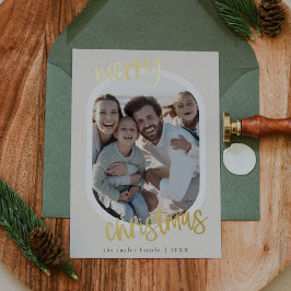 MARIAH Gold Folie Retro Familie Leuke Kerstfoto Feestdagenkaart